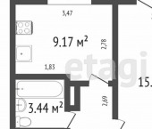 1-комн, 39кв м, этаж 4/10 улица Репина, 45