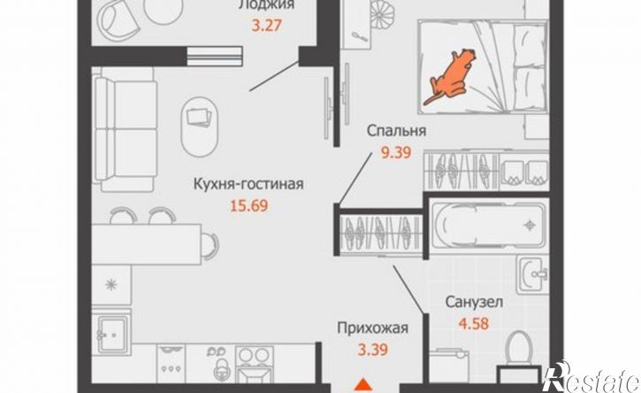 1-комн квартира в новом доме Ульяновск, микрорайон Новый Город, ЖК Светлые Кварталы, 4